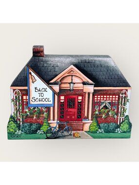 Handcrafted Wooden Schoolhouse Figurine By Brandywine Woodcrafts Inc Made In USA